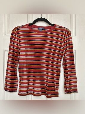Forever 21 Red Striped Long Sleeve Tee